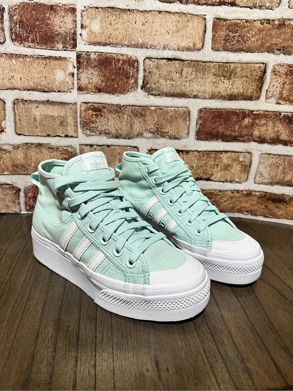 adidas Nizza Hi High Top Sneakers Green & White US 6